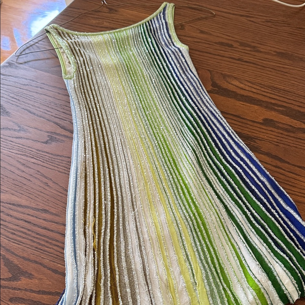 Missoni Sleeveless Paillette Stripe Knit Mini Dress In Multi - Picture 12 of 16